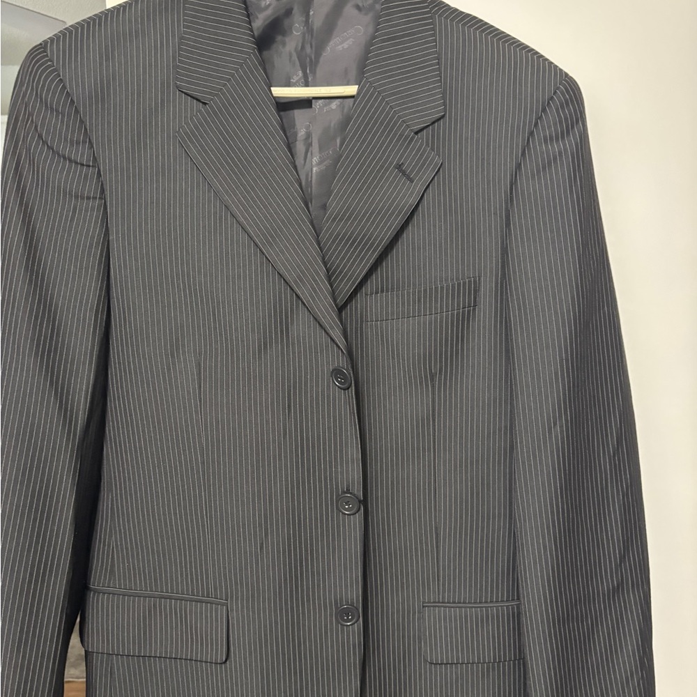 Men's Pinstripe Gray Suit Jacket - Classic Tailored Blazer